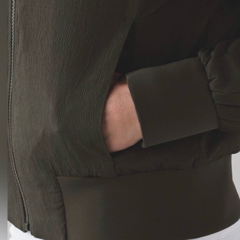 Lululemon Non Stop Bomber Reversible Full Zipper Jacket Dark Olive Green Size 6 - Picture 3 of 6